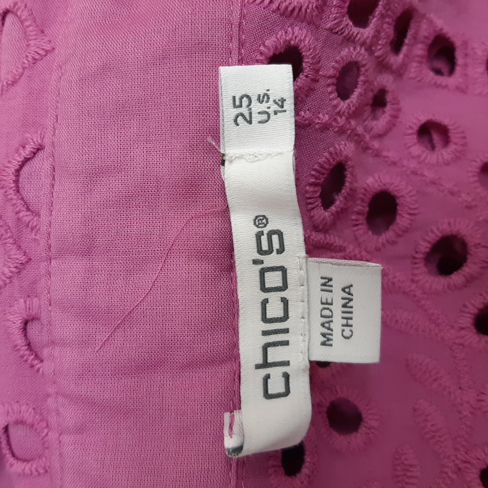 Chico's Magenta Open Eyelet Blouse - Picture 6 of 7